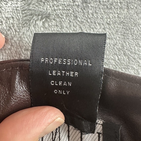 Finity Leather Skirt Women's 10 Brown Lined Side Zip Closure - Picture 3 of 8